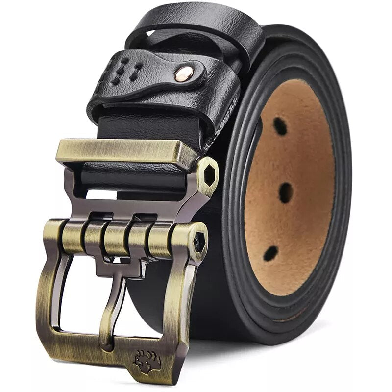 Cinto Em Couro Bison Black - Masculano